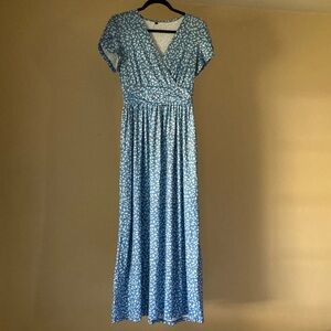 Blue floral floor length dress